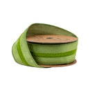 1 1/2" Wired Velvet Ribbon w/ Trim | Green w/ Green Trim | 10 Yard Roll