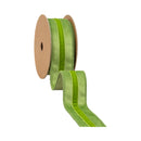 1 1/2" Wired Velvet Ribbon w/ Trim | Green w/ Green Trim | 10 Yard Roll