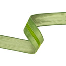 1 1/2" Wired Velvet Ribbon w/ Trim | Green w/ Green Trim | 10 Yard Roll