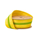 1 1/2" Wired Velvet Ribbon w/ Trim | Yellow w/ Green Trim | 10 Yard Roll