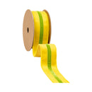 1 1/2" Wired Velvet Ribbon w/ Trim | Yellow w/ Green Trim | 10 Yard Roll