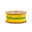 1 1/2" Wired Velvet Ribbon w/ Trim | Yellow w/ Green Trim | 10 Yard Roll