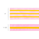 1 1/2" Wired Velvet Ribbon w/ Trim | Pink w/ Yellow Trim | 10 Yard Roll