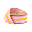 1 1/2" Wired Velvet Ribbon w/ Trim | Pink w/ Yellow Trim | 10 Yard Roll