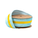 1 1/2" Wired Velvet Ribbon w/ Trim | Blue w/ Yelllow Trim | 10 Yard Roll