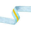 1 1/2" Wired Velvet Ribbon w/ Trim | Blue w/ Yelllow Trim | 10 Yard Roll