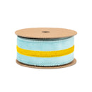 1 1/2" Wired Velvet Ribbon w/ Trim | Blue w/ Yelllow Trim | 10 Yard Roll