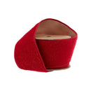 2 1/2" Wired Velvet | Red Fuzzy Velvet with Gold Backing | 10 Yard Spool