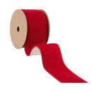 2 1/2" Wired Velvet | Red Fuzzy Velvet with Gold Backing | 10 Yard Spool