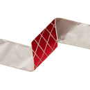 4" Wired Velvet Ribbon | Red with Glittered Diamond | 10 Yard Roll