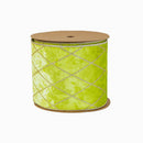 4" Wired Velvet Ribbon | Lime with Glittered Diamond | 10 Yard Roll