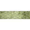 4" Wired Velvet Ribbon | Willow Green with Glittered Diamond | 10 Yard Roll