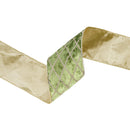 4" Wired Velvet Ribbon | Willow Green with Glittered Diamond | 10 Yard Roll