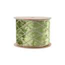 4" Wired Velvet Ribbon | Willow Green with Glittered Diamond | 10 Yard Roll