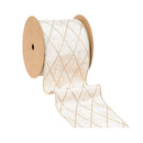 4" Wired Velvet Ribbon | Champagne with Glittered Diamond | 10 Yard Roll