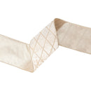 4" Wired Velvet Ribbon | Champagne with Glittered Diamond | 10 Yard Roll