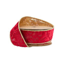 1 1/2" Wired Reversible Velvet Ribbon | Red Floral Embossed with Gold Backing | 10 Yard Roll