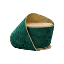 4" Wired Reversible Velvet Ribbon | Green Floral Embossed with Gold Backing | 10 Yard Roll