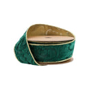 1 1/2" Wired Reversible Velvet Ribbon | Green Floral Embossed with Gold Backing | 10 Yard Roll