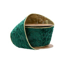 2 1/2" Wired Reversible Velvet Ribbon | Green Floral Embossed with Gold Backing | 10 Yard Roll