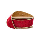 1 1/2" Wired Velvet Ribbon | Red Geometic Embossed with Gold Backing | 10 Yard Roll