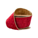 2 1/2" Wired Velvet Ribbon | Red Geometric Embossed with Gold Backing | 10 Yard Roll