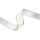 1" Reversible Classic Velvet Wired Ribbon | White/Silver | 10 Yard Roll