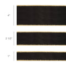 4" Reversible Classic Velvet Wired Ribbon | Black/Gold | 10 Yard Roll
