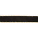 1" Reversible Classic Velvet Wired Ribbon | Black/Gold | 10 Yard Roll