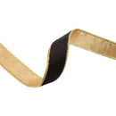 1" Reversible Classic Velvet Wired Ribbon | Black/Gold | 10 Yard Roll