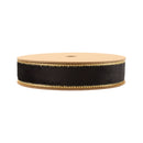 1" Reversible Classic Velvet Wired Ribbon | Black/Gold | 10 Yard Roll