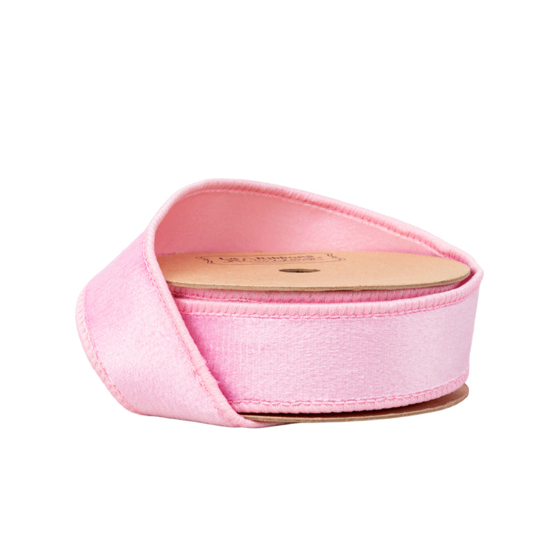 1" Reversible Classic Velvet Wired Ribbon | Light Pink/Light Pink | 10 Yard Roll