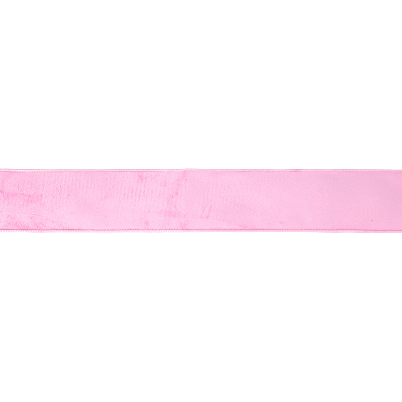 2 1/2" Reversible Classic Velvet Wired Ribbon | Pink/Pink | 10 Yard Roll