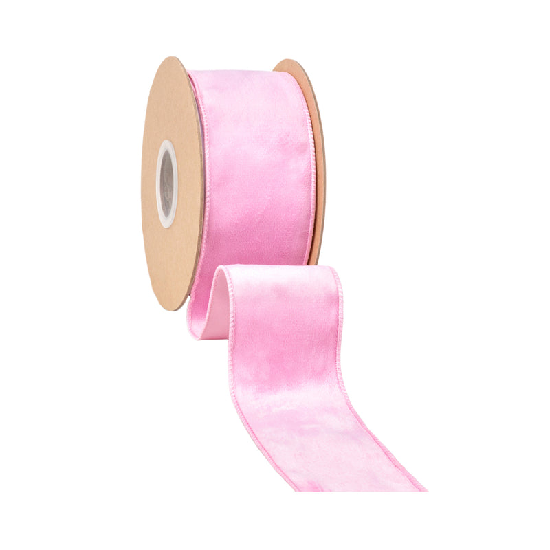 2 1/2" Reversible Classic Velvet Wired Ribbon | Pink/Pink | 10 Yard Roll
