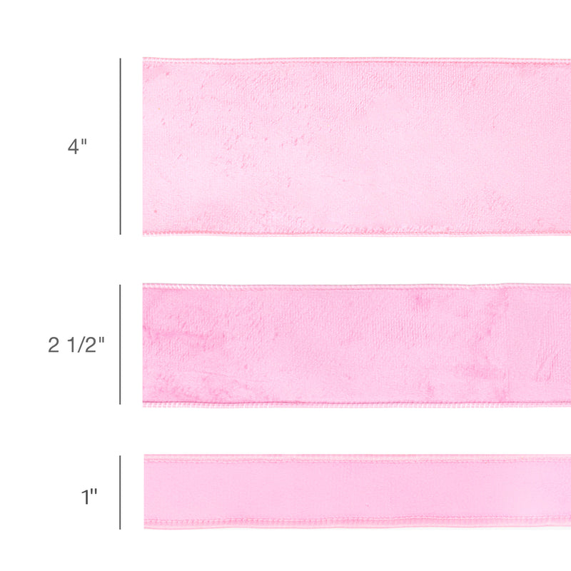 2 1/2" Reversible Classic Velvet Wired Ribbon | Pink/Pink | 10 Yard Roll
