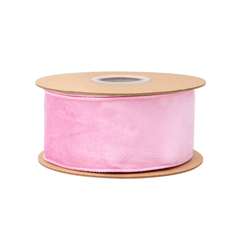 2 1/2" Reversible Classic Velvet Wired Ribbon | Pink/Pink | 10 Yard Roll