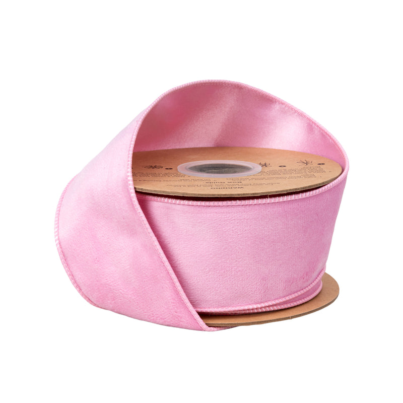 2 1/2" Reversible Classic Velvet Wired Ribbon | Pink/Pink | 10 Yard Roll