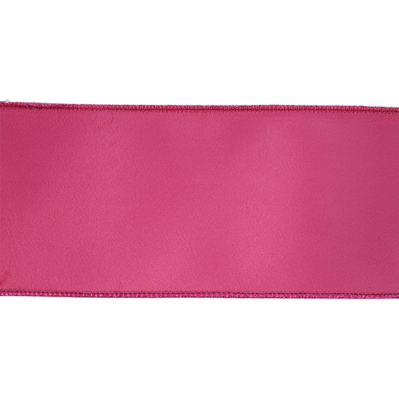 4" Reversible Classic Velvet Wired Ribbon | Hot Pink/Shimmer Pink | 10 Yard Roll