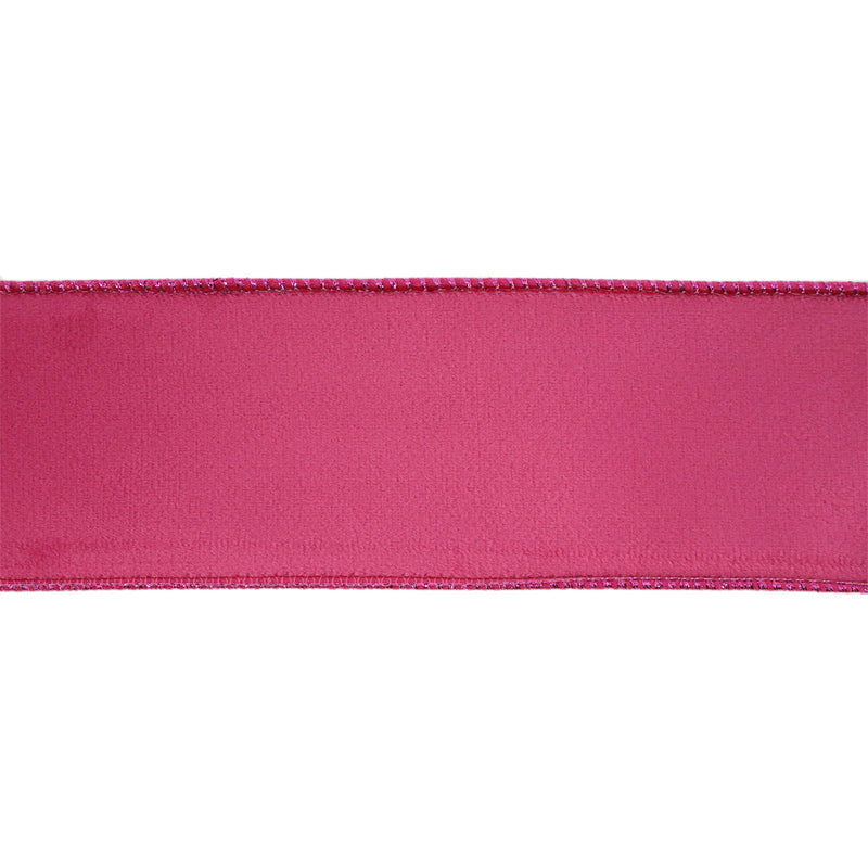 2 1/2" Reversible Classic Velvet Wired Ribbon | Hot Pink/Shimmer Pink | 10 Yard Roll