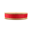 1" Reversible Classic Velvet Wired Ribbon | Christmas Red/Gold | 10 Yard Roll