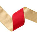2 1/2" Reversible Classic Velvet Wired Ribbon | Christmas Red/Gold | 10 Yard Roll