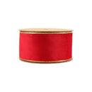 2 1/2" Reversible Classic Velvet Wired Ribbon | Christmas Red/Gold | 10 Yard Roll