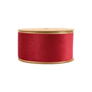2 1/2" Reversible Classic Velvet Wired Ribbon | Burgundy/Gold | 10 Yard Roll