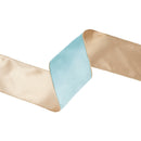 4" Reversible Classic Velvet Wired Ribbon | Aqua/Gold | 10 Yard Roll