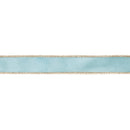 1" Reversible Classic Velvet Wired Ribbon | Aqua/Gold | 10 Yard Roll