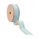 1" Reversible Classic Velvet Wired Ribbon | Aqua/Gold | 10 Yard Roll