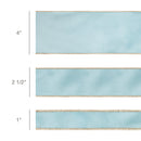 1" Reversible Classic Velvet Wired Ribbon | Aqua/Gold | 10 Yard Roll