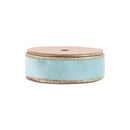 1" Reversible Classic Velvet Wired Ribbon | Aqua/Gold | 10 Yard Roll