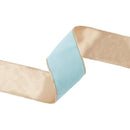 2 1/2" Reversible Classic Velvet Wired Ribbon | Aqua/Gold | 10 Yard Roll