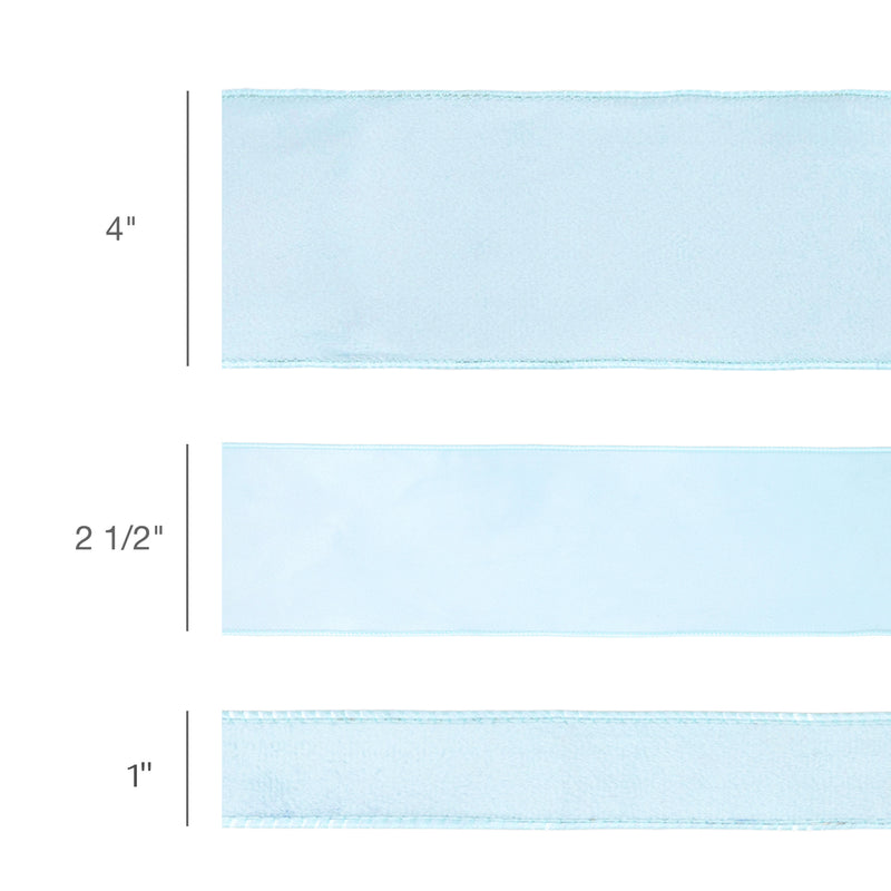 4" Reversible Classic Velvet Wired Ribbon | Baby Blue/Baby Blue | 10 Yard Roll